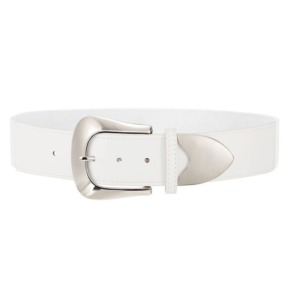 Women Wide Elastic Waist Belt For Dresses Fashion Silver Buckle Wide 2612 - Picture 2 of 7